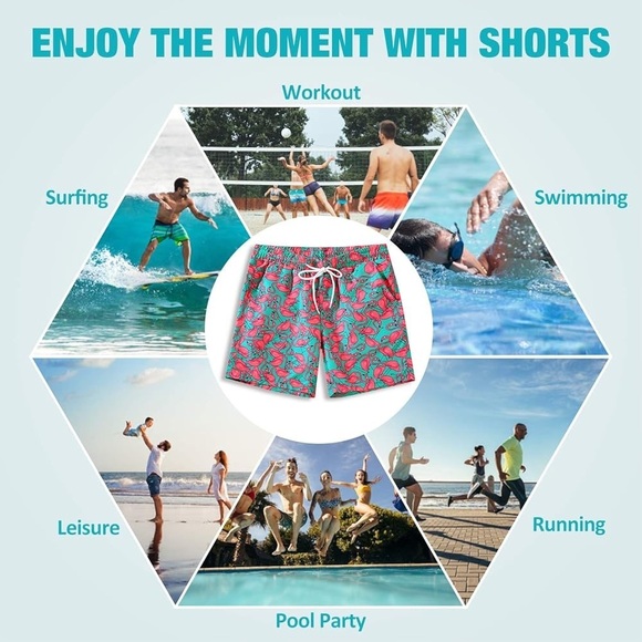 NWT SSLR Mens Swim Trunks Quick Dry with Mesh Lining Flamingo Size 40 XXL - Picture 5 of 16